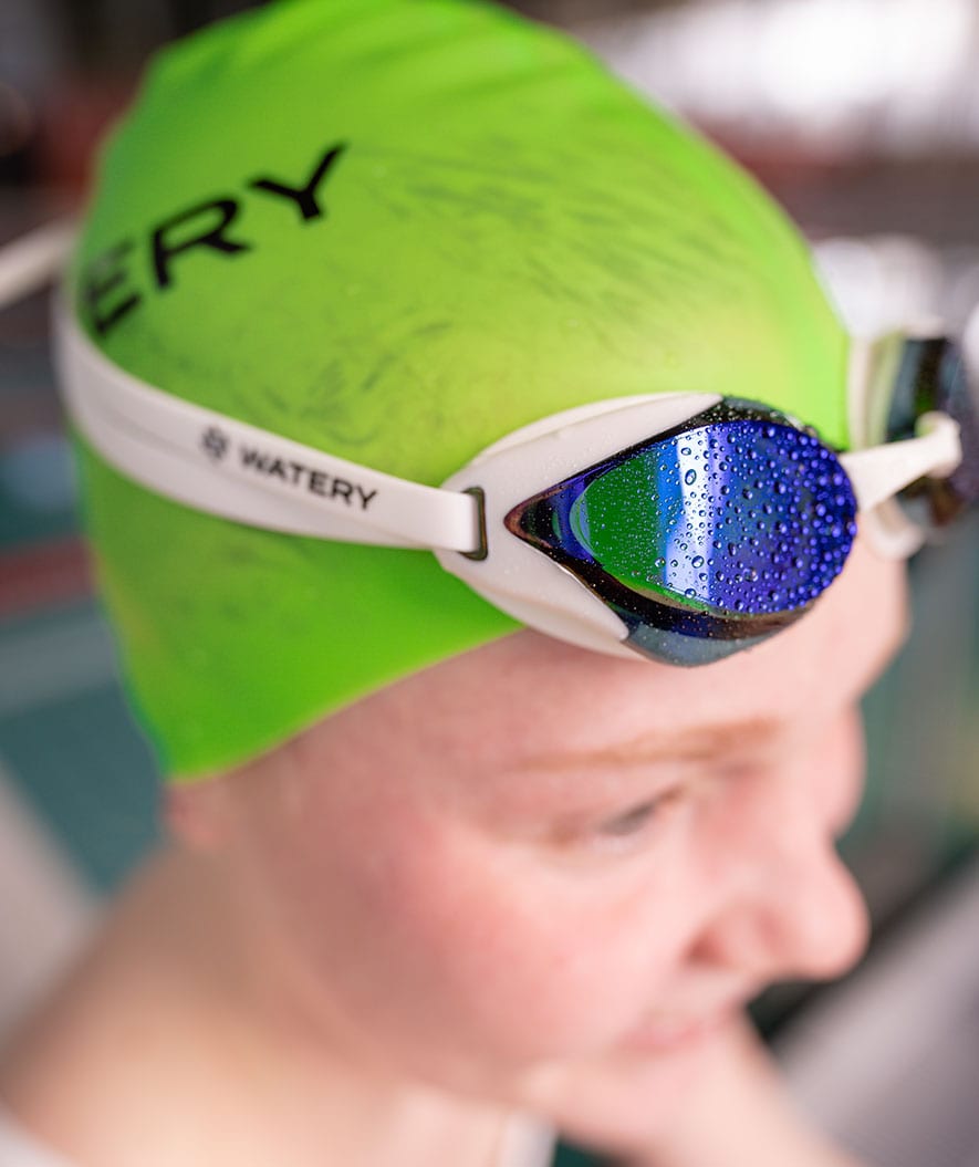 Watery Elite-uimalasit - Poseidon Ultra Mirror - Musta/hopea