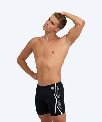 Arena pitkät uimahousut miehille - Feather - Musta/valkoinen