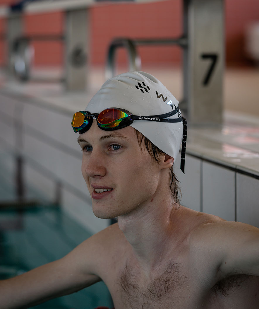 Watery Elite-uimalasit - Poseidon Ultra Mirror - Musta/hopea