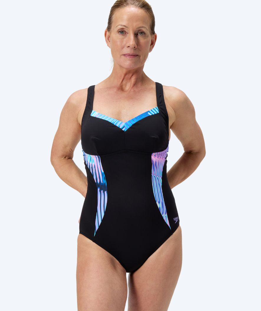 Speedo uimapuku naisille - Shaping Printed LunaElustre - Musta/turkoosi
