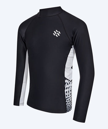 Watery UV-paidat miehille - Scylla pitkähihainen rashguard - Musta/valkoinen