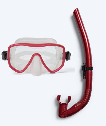 Watery Combo snorkkelisetti aikuisille (yli 15 vuotiaille) - Coast - Punainen/läpinäkyvä