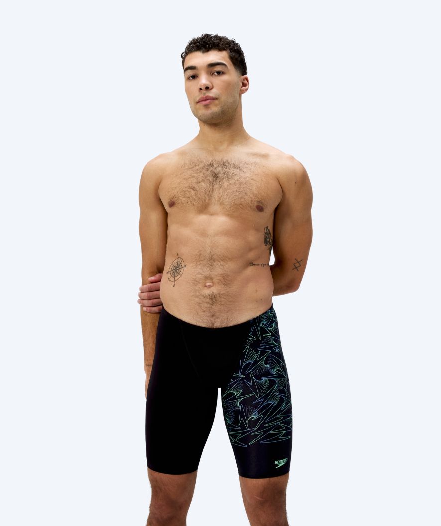 Speedo pitkät uimahousut miehille - Hyperboom V-Cut - Musta/vihreä