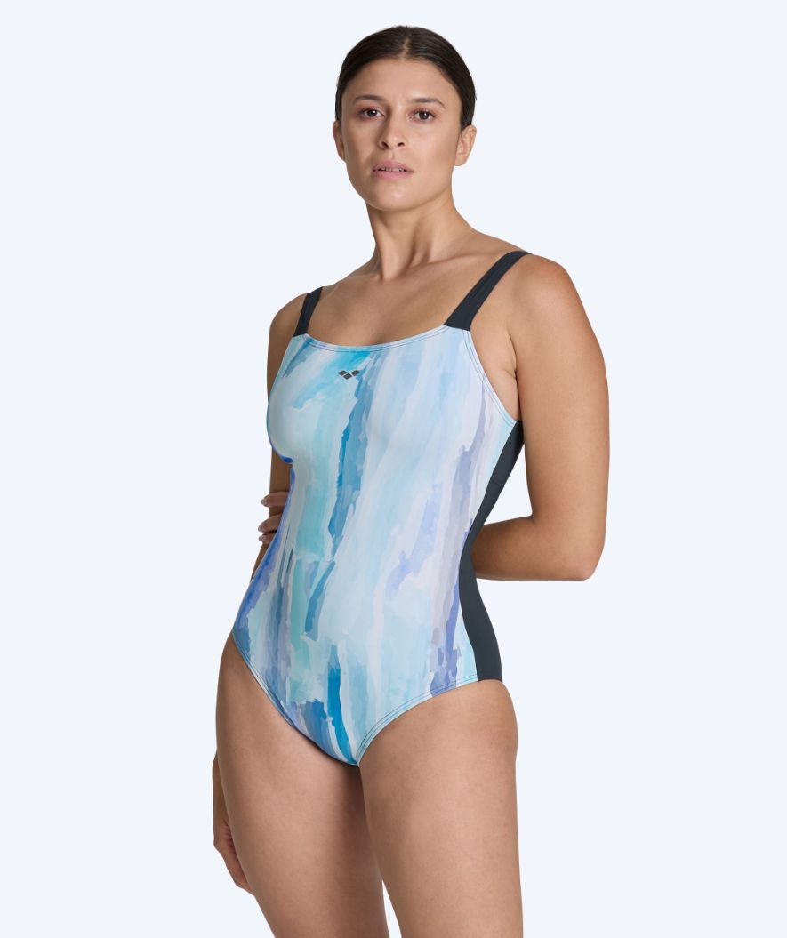 Arena topattu uimapuku naisille - Simona - Vaaleansininen/Musta