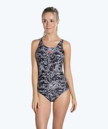 Speedo uimapuku naisille - Boom Allover Muscleback - Musta/Valkoinen