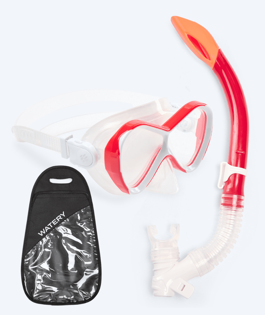 Watery Combo snorkkelisetti lapsille - Triton Semi-dry - Punainen
