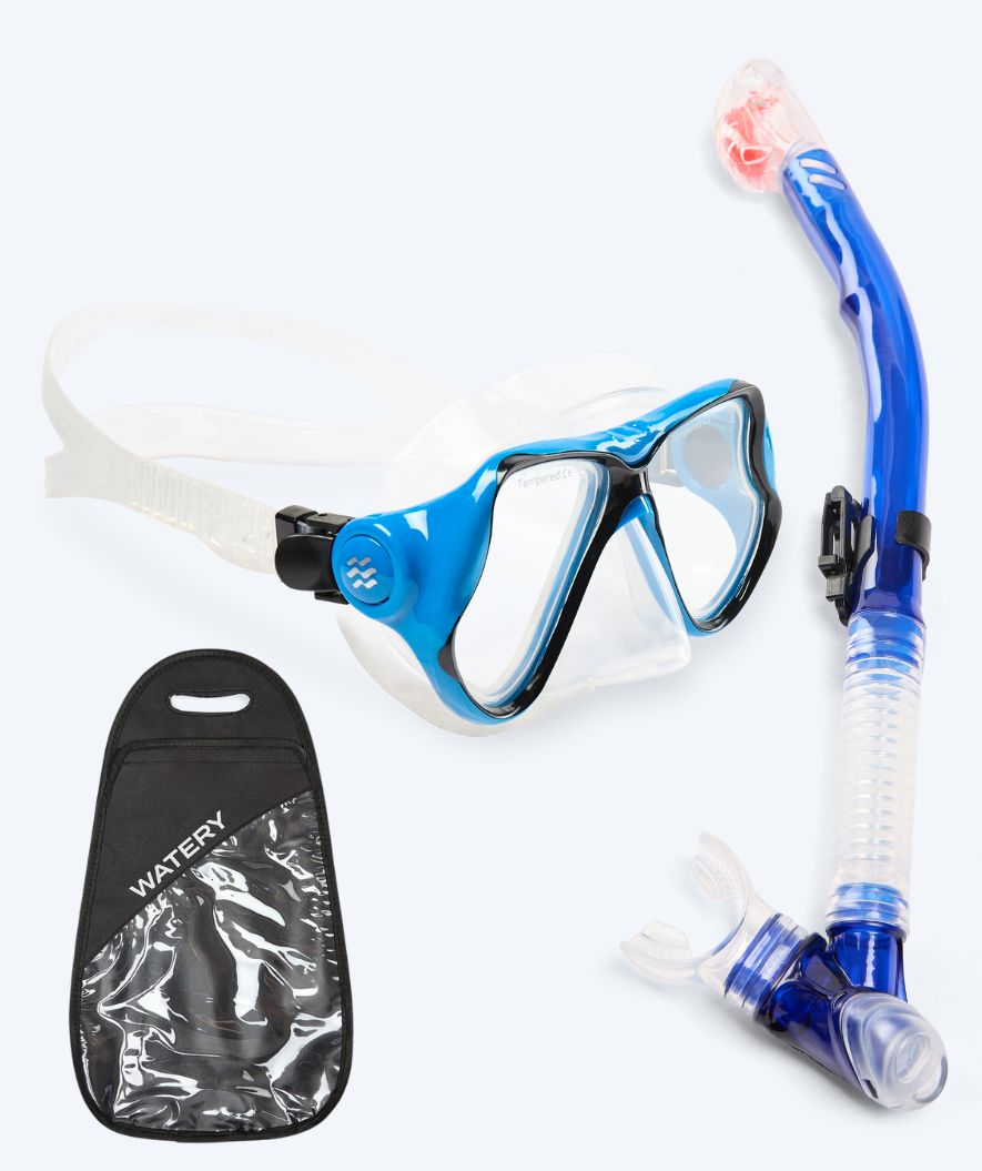Watery Combo snorkkelisetti aikuisille - Hudson Full-dry - Sininen