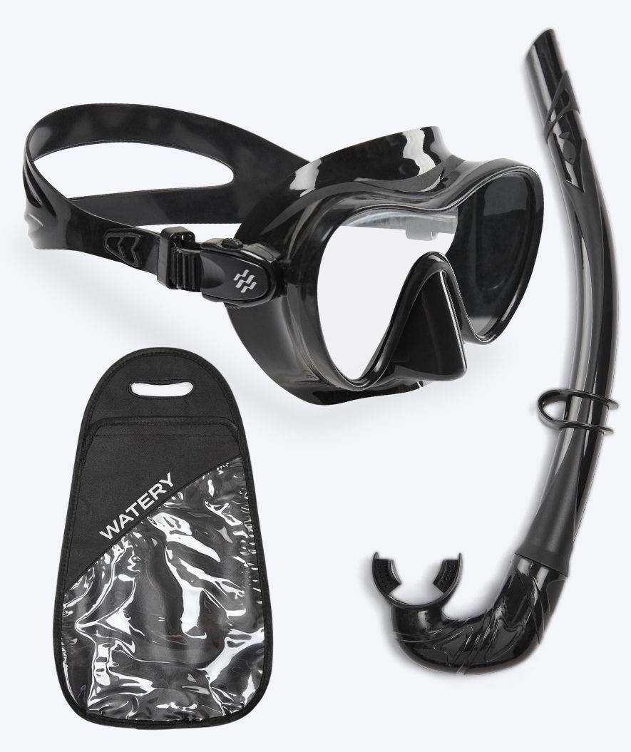 Watery Combo snorkkelisetti aikuisille - Cliff - Musta