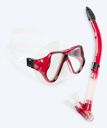Watery Combo snorkkelisetti aikuisille - Hudson Semi-Dry - Punainen