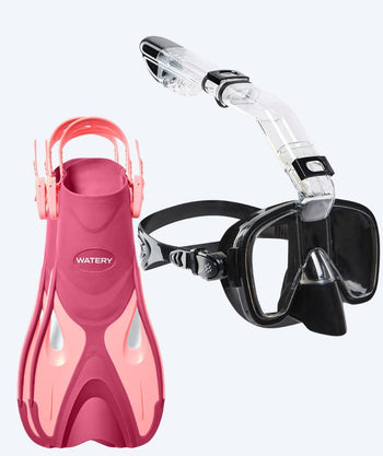 Watery snorkkelisetti lapsille - Fisher/Pearl - Pinkki/musta