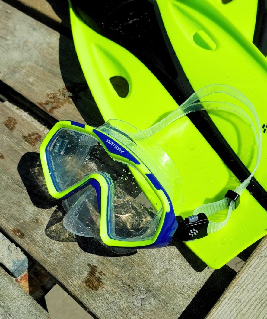 Watery Combo snorkkelisetti aikuisille (yli 15 vuotiaille) - Leach Pro - Sininen/keltainen