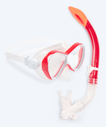 Watery Combo snorkkelisetti lapsille - Triton Semi-dry - Punainen