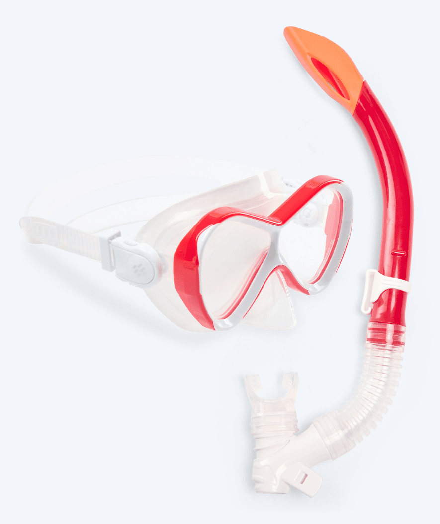 Watery Combo snorkkelisetti lapsille - Triton Semi-dry - Punainen