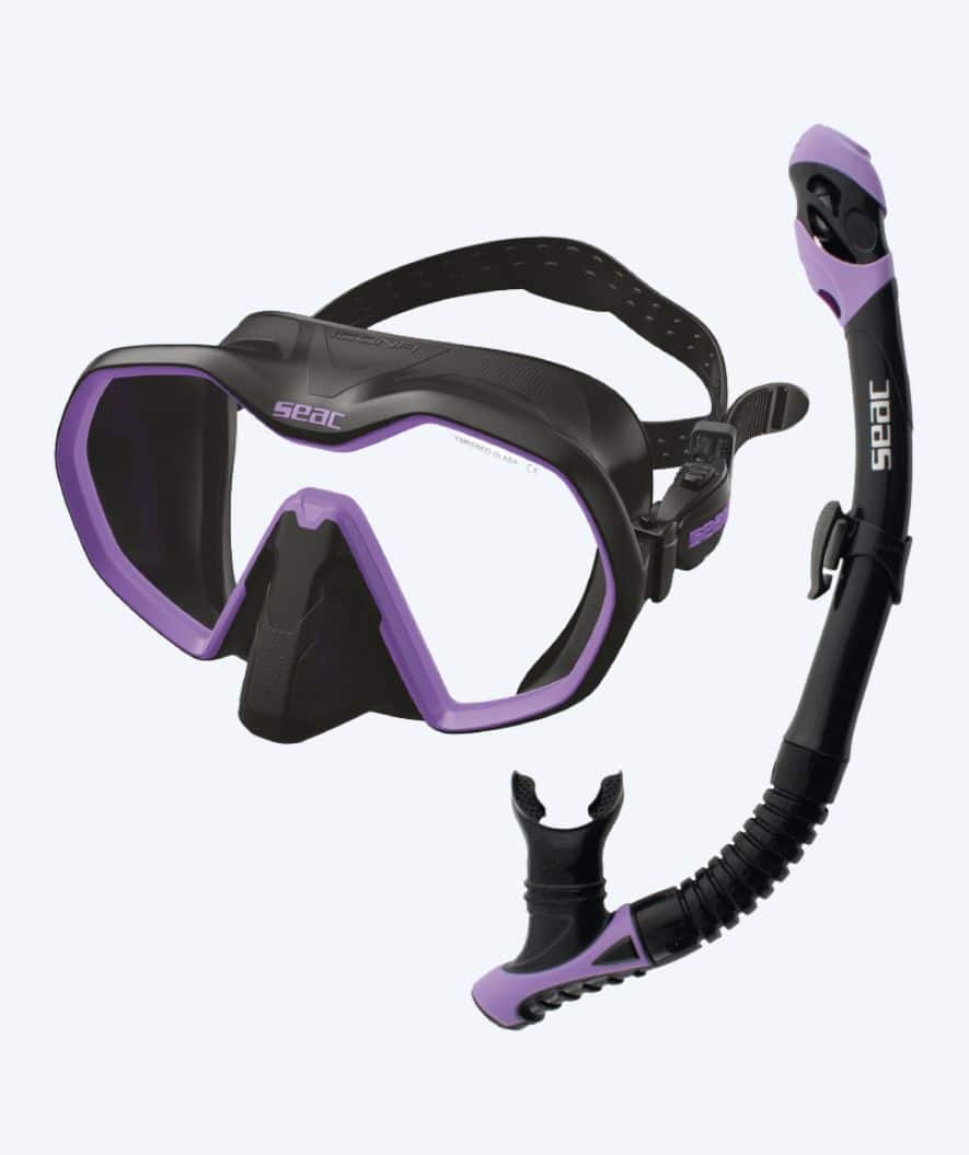 SEAC Combo snorkkelisetti aikuisille - Icona - Musta/violetti