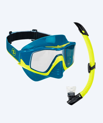 Aqualung Combo snorkkelisetti aikuisille - Vita - Tummansininen/keltainen