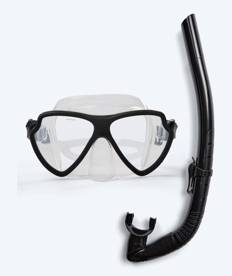 Watery Combo snorkkelisetti aikuisille (yli 15-vuotiaille) - Itzel - Musta