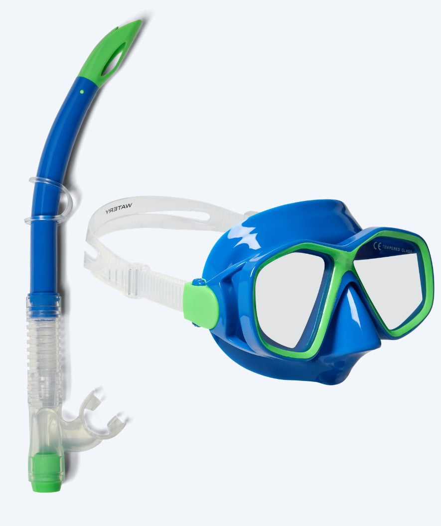 Watery Combo snorkkelisetti lapsille (4-10) - Tropical - Sininen/Vihreä