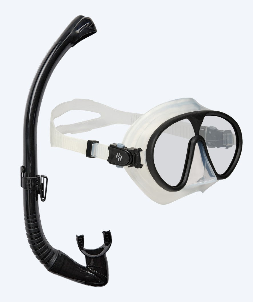 Watery Combo snorkkelisetti aikuisille - Chisa/Fenton Pro - Musta/Läpinäkyvä