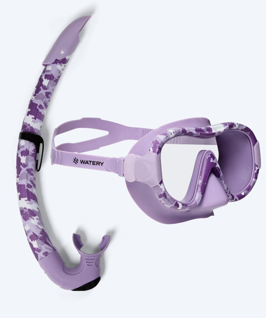 Watery Combo snorkkelisetti aikuisille - Rudder Camo - Violetti