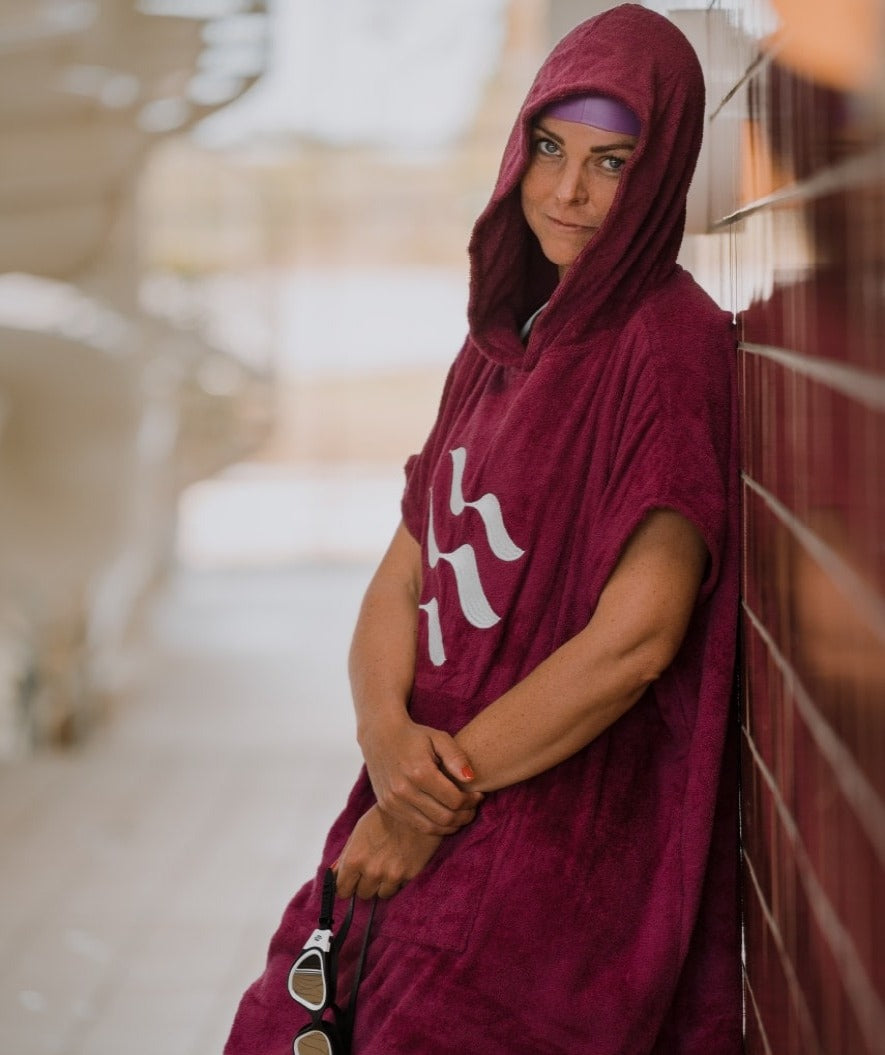 Watery kylpyponcho aikuisille - puuvilla - Musta