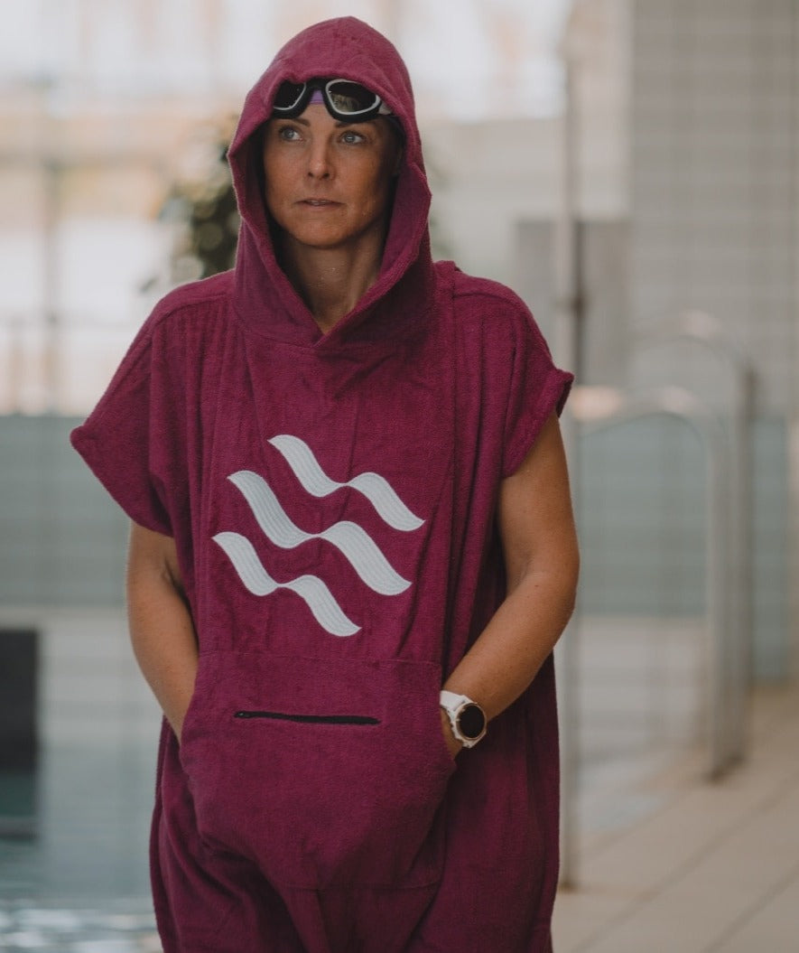 Watery kylpyponcho aikuisille - puuvilla - Musta