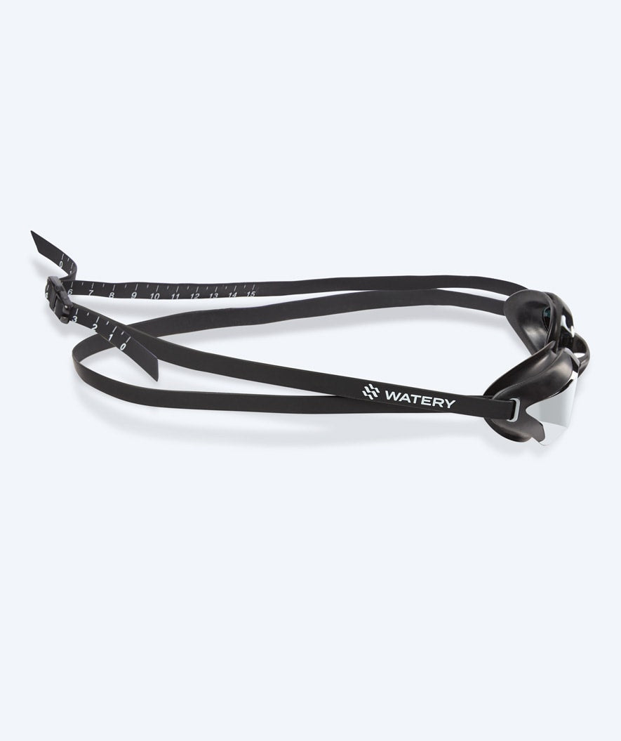 Watery Elite-uimalasit - Poseidon Ultra Mirror - Musta/hopea