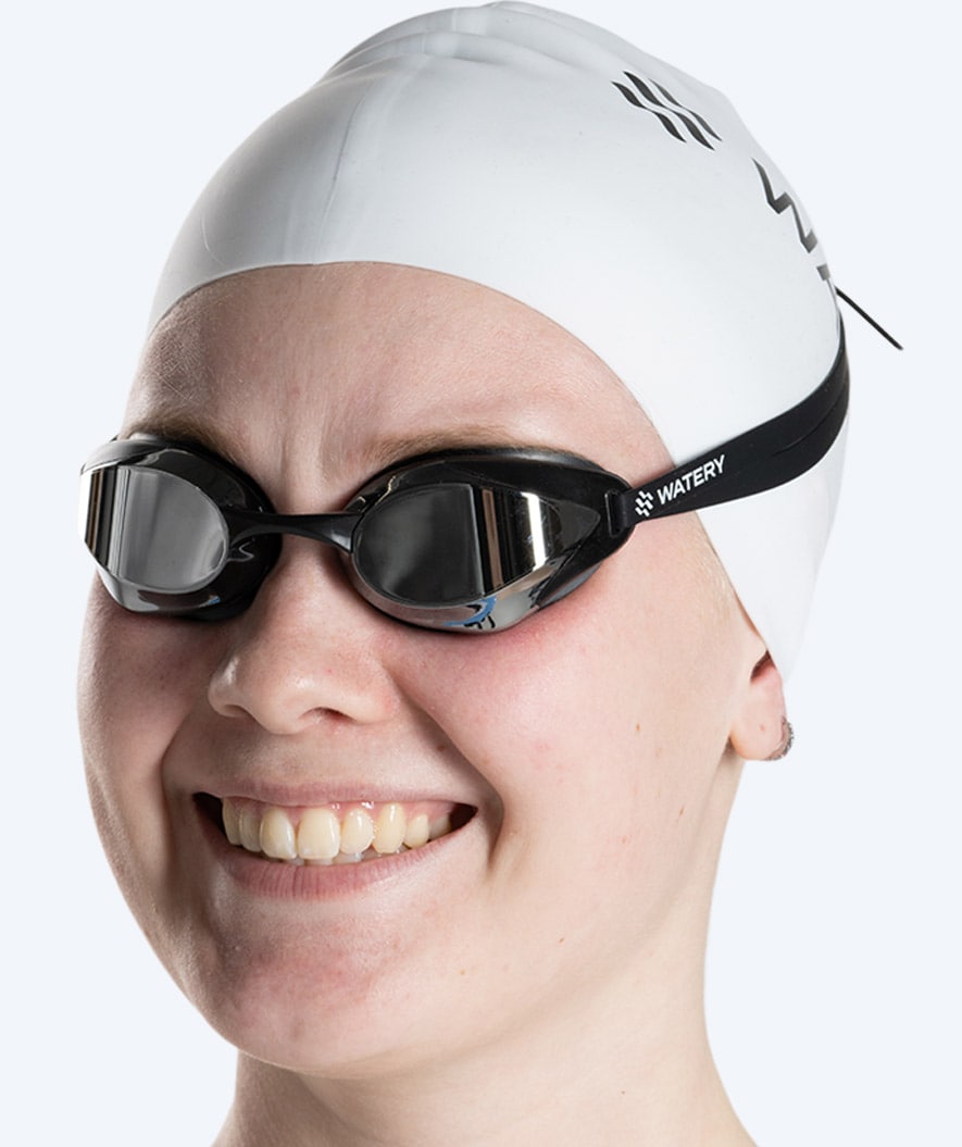 Watery Elite-uimalasit - Poseidon Ultra Mirror - Musta/hopea