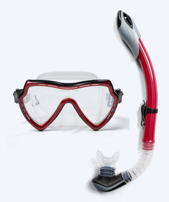 Watery Combo snorkkelisetti aikuisille (yli 15 vuotiaille) - Nebula - Musta/punainen
