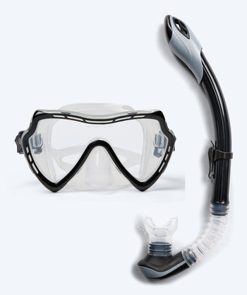 Watery Combo snorkkelisetti aikuisille (yli 15 vuotiaille) - Nebula - Musta