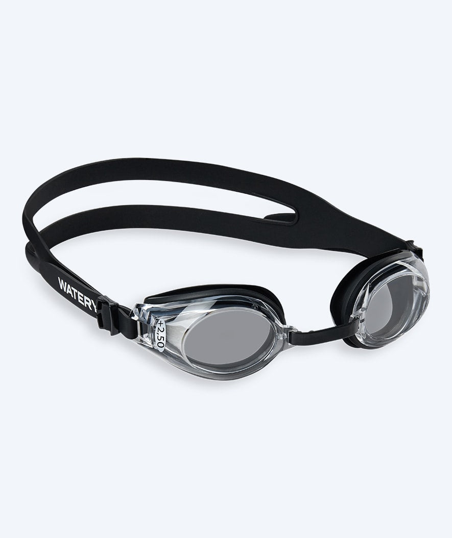 Watery kaukonäkö optiset uimalasit vahvuuksilla aikuisille - (+2.0) - (+4.5) - Ridley - Musta