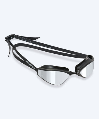 Watery Elite-uimalasit - Storm Racer Mirror - Musta/hopea