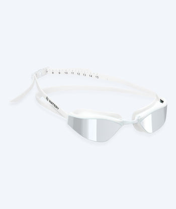 Watery Elite-uimalasit - Storm Racer Mirror - Valkoinen/hopea