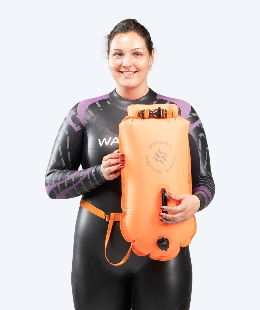 Watery avovesiuintipoiju - Swim Buoy & Dry Bag 28L - Oranssi