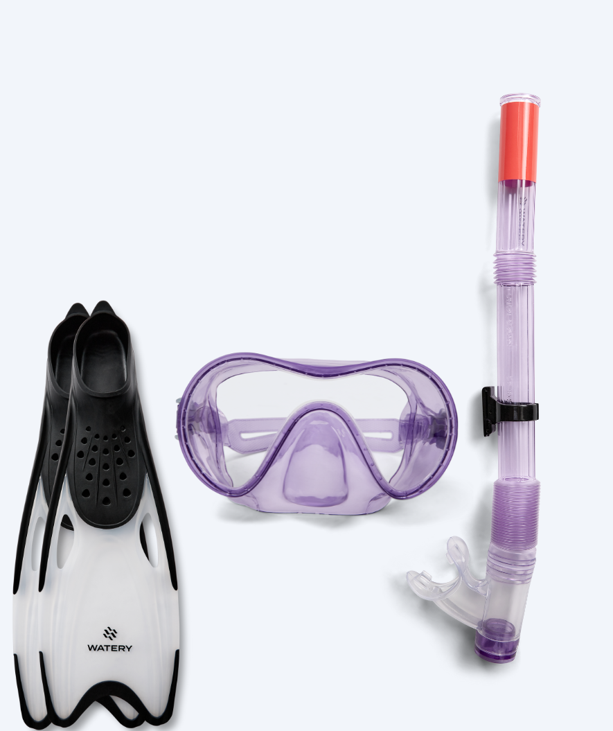 Watery snorkkelisetti junioreille (8-15) - Jubal/Rilian - Violetti/musta