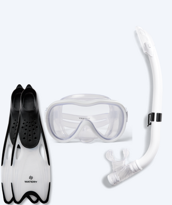 Watery snorkkelisetti junioreille (8-15) - Odine/Rilian - Valkoinen/musta