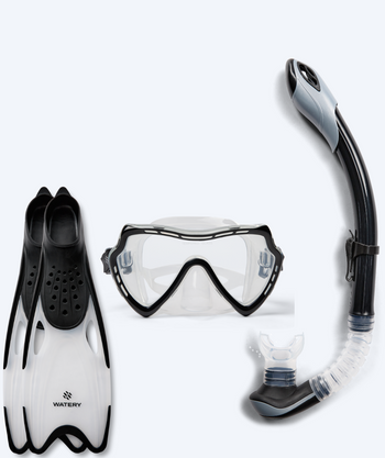 Watery snorkkelisetti aikuisille (yli 15 vuotiaille) - Nebula/Rilian - Musta/musta