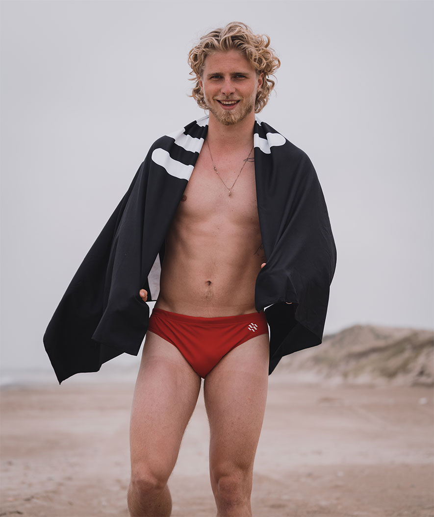 Watery kolmiomalliset uimahousut miehille - Budgie Eco - Punainen